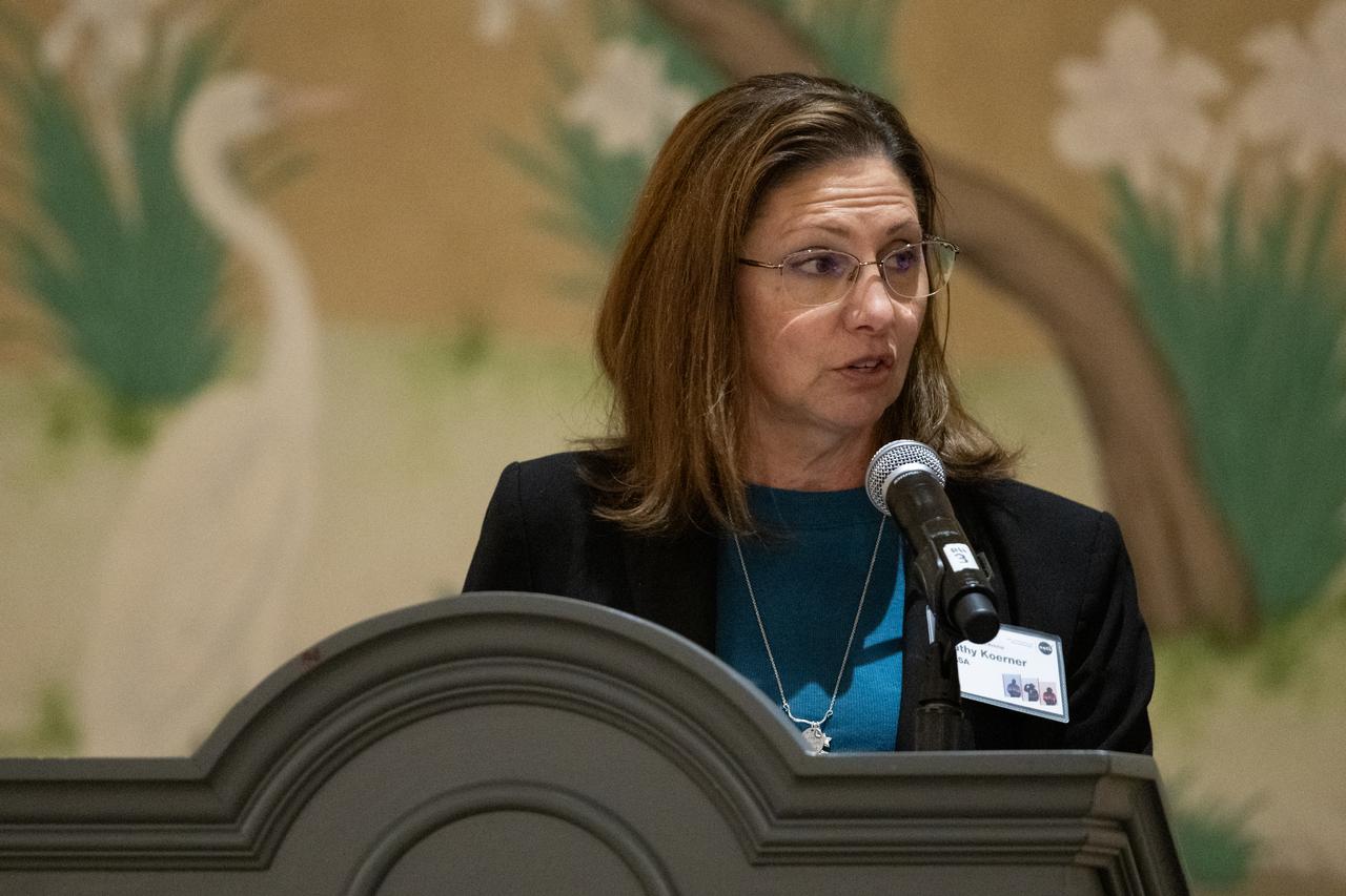 Catherine Koerner, deputy associate administrator for NASA's Exploration Systems Development Mission Directorate, speaks during NASA’s Moon to Mars Architecture Workshop, Tuesday, June 27, 2023, at the Gaylord National Resort and Convention Center in National Harbor, Md. Following the release of the 2022 Architecture Concept Review, NASA is conducting the workshop to engage the broader space community and collect feedback from U.S. industry and academia to inform the Moon to Mars mission architecture and operational delivery. Photo Credit: (NASA/Joel Kowsky)