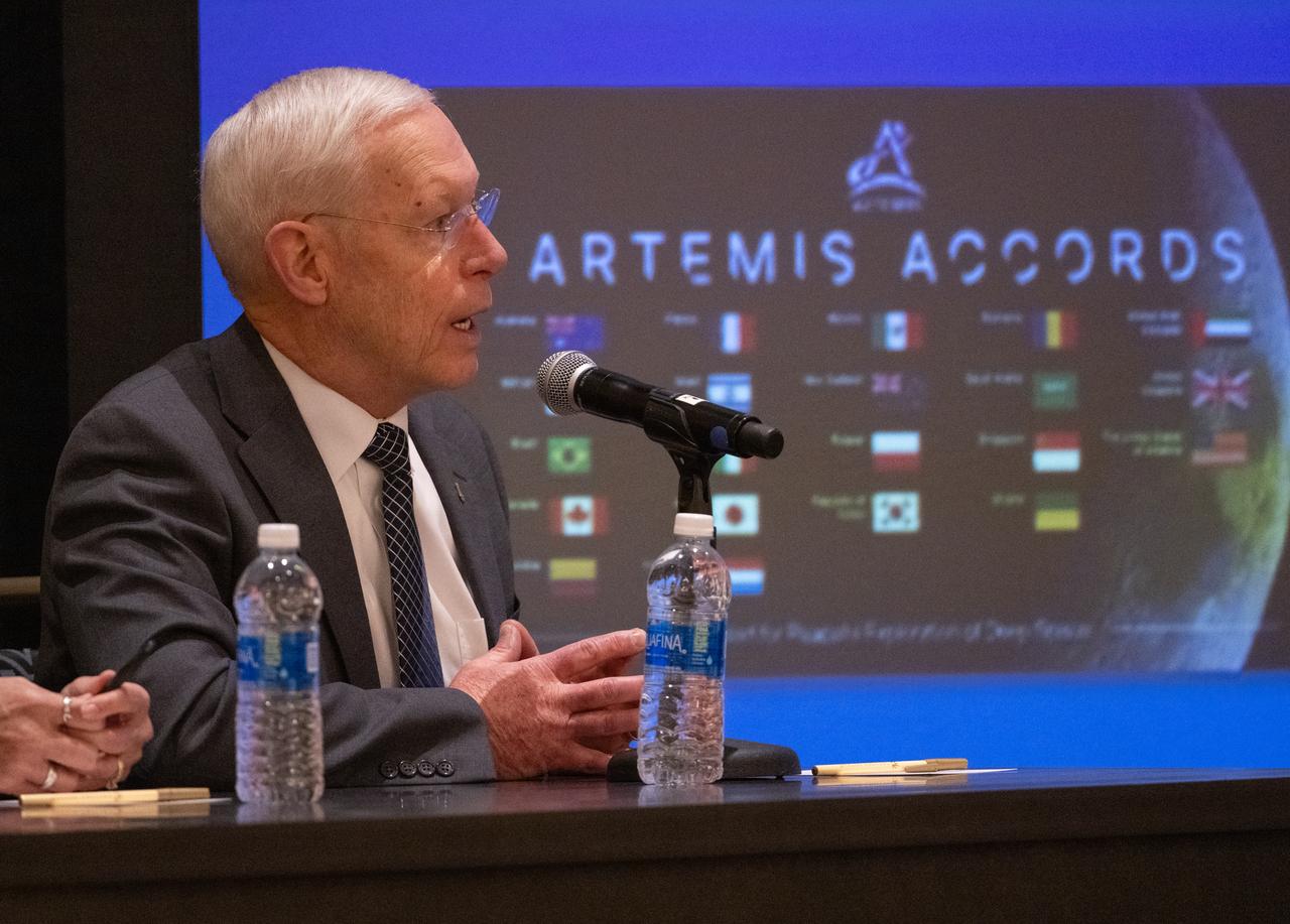 Patrick Forrester, special advisor in NASA's Space Operations Mission Directorate, speaks during NASA’s Moon to Mars Architecture Workshop, Tuesday, June 27, 2023, at the Gaylord National Resort and Convention Center in National Harbor, Md. Following the release of the 2022 Architecture Concept Review, NASA is conducting the workshop to engage the broader space community and collect feedback from U.S. industry and academia to inform the Moon to Mars mission architecture and operational delivery. Photo Credit: (NASA/Joel Kowsky)