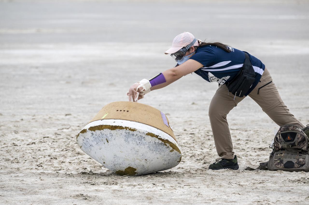 Recovery teams participate in field rehearsals in preparation for the retrieval of the sample return capsule from NASA's OSIRIS-REx mission, Tuesday, July 18, 2023, at the Department of Defense's Utah Test and Training Range. The sample was collected from the asteroid Bennu in October 2020 by NASA’s OSIRIS-REx spacecraft and will return to Earth on September 24th, landing under parachute at the Utah Test and Training Range. Photo Credit: (NASA/Keegan Barber)