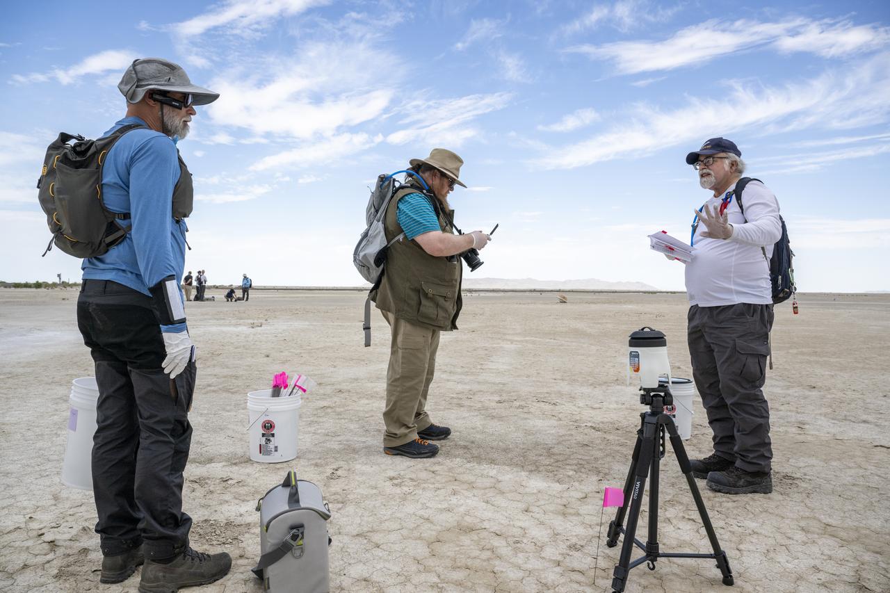 Recovery teams participate in field rehearsals in preparation for the retrieval of the sample return capsule from NASA's OSIRIS-REx mission, Tuesday, July 18, 2023, at the Department of Defense's Utah Test and Training Range. The sample was collected from the asteroid Bennu in October 2020 by NASA’s OSIRIS-REx spacecraft and will return to Earth on September 24th, landing under parachute at the Utah Test and Training Range. Photo Credit: (NASA/Keegan Barber)