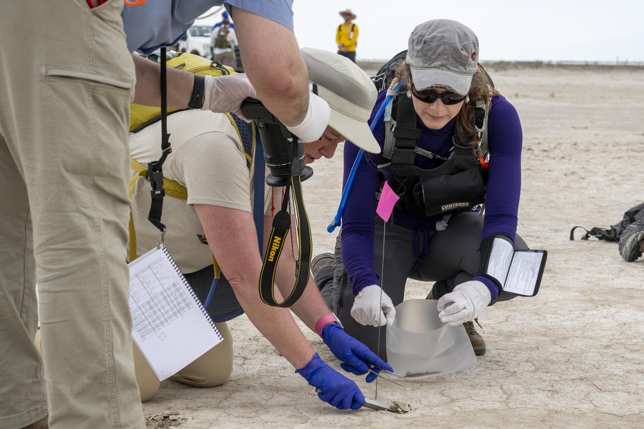 Recovery teams participate in field rehearsals in preparation for the retrieval of the sample return capsule from NASA's OSIRIS-REx mission, Tuesday, July 18, 2023, at the Department of Defense's Utah Test and Training Range. The sample was collected from the asteroid Bennu in October 2020 by NASA’s OSIRIS-REx spacecraft and will return to Earth on September 24th, landing under parachute at the Utah Test and Training Range. Photo Credit: (NASA/Keegan Barber)