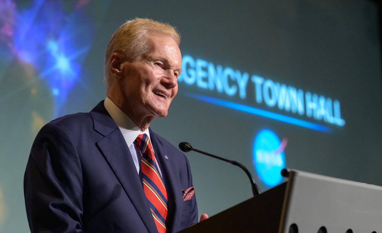 NASA Administrator Bill Nelson gives remarks during a NASA town hall event, Wednesday, July 19, 2023, at the NASA Headquarters Mary W. Jackson Building in Washington. Photo Credit: (NASA/Bill Ingalls)