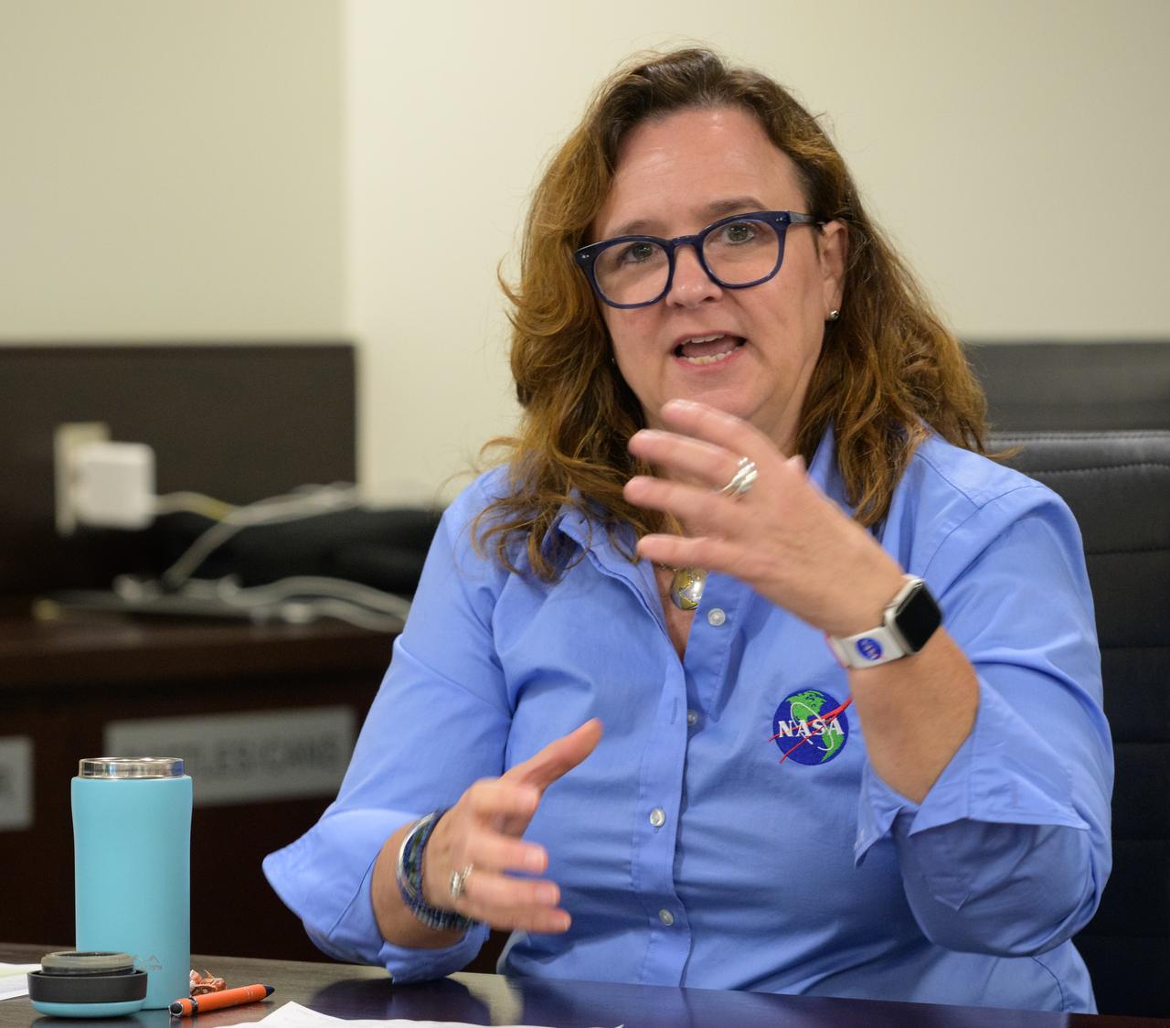 NASA Earth Science Division Director Karen St. Germain highlights NASA’s climate work during a media roundtable, Thursday, July 20, 2023, at the NASA Headquarters Mary W. Jackson Building in Washington. Photo Credit: (NASA/Bill Ingalls)