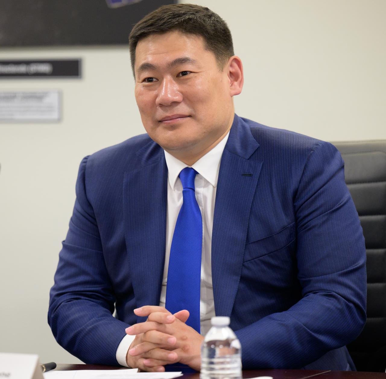 Prime Minister Oyun-Erdene Luvsannamsrai of Mongolia discusses space cooperation with NASA Deputy Administrator Pam Melroy during a meeting, Friday, Aug. 4, 2023, at the NASA Headquarters Mary W. Jackson Building in Washington. Photo Credit: (NASA/Bill Ingalls)