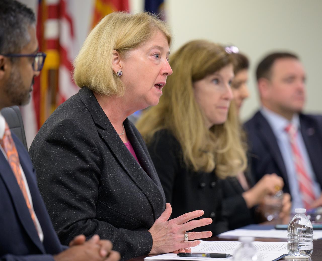 NASA Deputy Administrator Pam Melroy  discuss space cooperation with Prime Minister Oyun-Erdene Luvsannamsrai of Mongolia during a meeting, Friday, Aug. 4, 2023, at the NASA Headquarters Mary W. Jackson Building in Washington. Photo Credit: (NASA/Bill Ingalls)