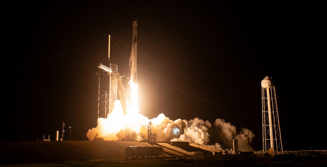 A SpaceX Falcon 9 rocket carrying the company's Dragon spacecraft is launched on NASA’s SpaceX Crew-7 mission to the International Space Station with NASA astronaut Jasmin Moghbeli, ESA (European Space Agency) astronaut Andreas Mogensen, Japan Aerospace Exploration Agency (JAXA) astronaut Satoshi Furukawa, and Roscosmos cosmonaut Konstantin Borisov onboard, Saturday, Aug. 26, 2023, at NASA’s Kennedy Space Center in Florida. NASA’s SpaceX Crew-7 mission is the seventh crew rotation mission of the SpaceX Dragon spacecraft and Falcon 9 rocket to the International Space Station as part of the agency’s Commercial Crew Program. Moghbeli, Mogensen, Furukawa, and Borisov launched at 3:27 a.m. EDT from Launch Complex 39A at the Kennedy Space Center to begin a six month mission aboard the orbital outpost. Photo Credit: (NASA/Joel Kowsky)