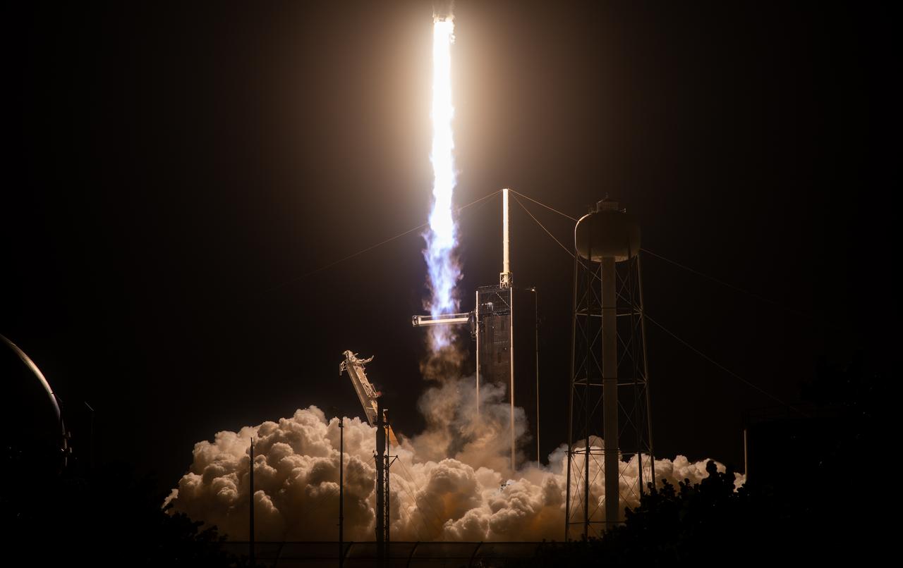 A SpaceX Falcon 9 rocket carrying the company's Dragon spacecraft is launched on NASA’s SpaceX Crew-7 mission to the International Space Station with NASA astronaut Jasmin Moghbeli, ESA (European Space Agency) astronaut Andreas Mogensen, Japan Aerospace Exploration Agency (JAXA) astronaut Satoshi Furukawa, and Roscosmos cosmonaut Konstantin Borisov onboard, Saturday, Aug. 26, 2023, at NASA’s Kennedy Space Center in Florida. NASA’s SpaceX Crew-7 mission is the seventh crew rotation mission of the SpaceX Dragon spacecraft and Falcon 9 rocket to the International Space Station as part of the agency’s Commercial Crew Program. Moghbeli, Mogensen, Furukawa, and Borisov launched at 3:27 a.m. EDT from Launch Complex 39A at the Kennedy Space Center to begin a six month mission aboard the orbital outpost. Photo Credit: (NASA/Joel Kowsky)