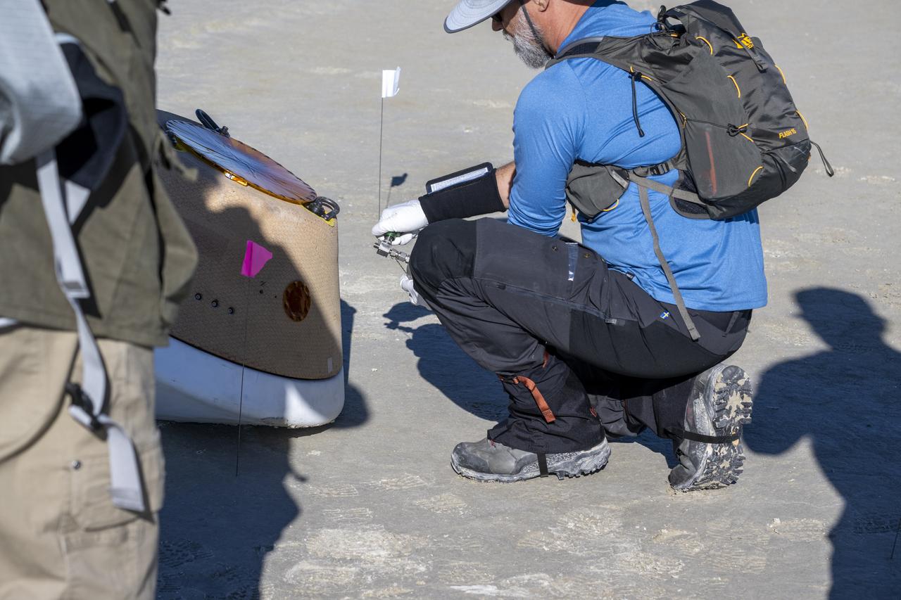 Recovery teams participate in field rehearsals in preparation for the retrieval of the sample return capsule from NASA's OSIRIS-REx mission, Tuesday, Aug. 29, 2023, at the Department of Defense's Utah Test and Training Range. The sample was collected from the asteroid Bennu in October 2020 by NASA’s OSIRIS-REx spacecraft and will return to Earth on September 24th, landing under parachute at the Utah Test and Training Range. Photo Credit: (NASA/Keegan Barber)
