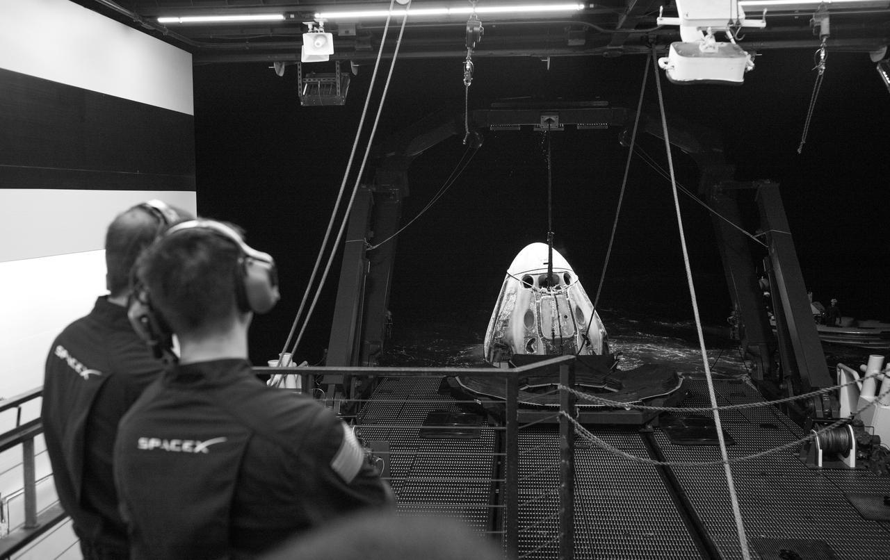 Support teams raise the SpaceX Dragon Endeavour spacecraft aboard the recovery ship MEGAN shortly after it landed with NASA astronauts Stephen Bowen and Warren "Woody" Hoburg, UAE (United Arab Emirates) astronaut Sultan Alneyadi, and Roscosmos cosmonaut Andrey Fedyaev aboard in theAtlantic Ocean off the coast of Jacksonville, Florida, Monday, Sept. 4, 2023. Bowen, Hoburg, Alneyadi, and Fedyaev are returning after nearly six-months in space as part of Expedition 69 aboard the International Space Station. Photo Credit: (NASA/Joel Kowsky)