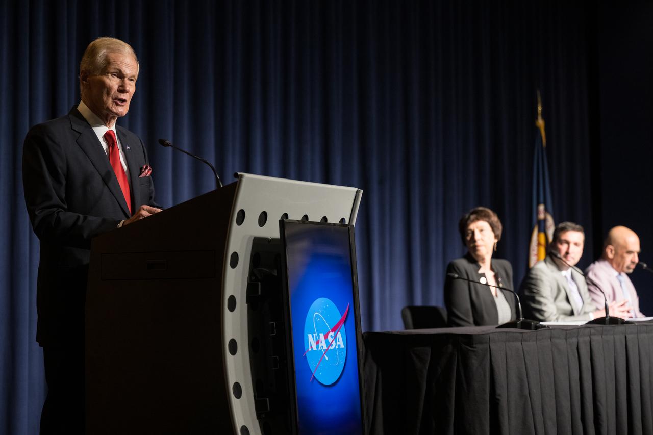 NASA Administrator Bill Nelson provides remarks during a media briefing to discuss the findings from an unidentified anomalous phenomena (UAP) independent study team, Thursday, Sept. 14, 2023, at the Mary W. Jackson NASA Headquarters building in Washington. The UAP independent study team, commissioned in 2022, is a counsel of 16 community experts across diverse areas on matters relevant to potential methods of study for unidentified anomalous phenomena. NASA published the team’s full report online, which aims to inform about what possible data could be collected in the future to shed light on the nature and origin of UAP. Photo Credit: (NASA/Aubrey Gemignani)