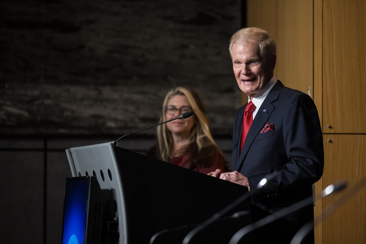 NASA Administrator Bill Nelson provides remarks during a media briefing to discuss the findings from an unidentified anomalous phenomena (UAP) independent study team, Thursday, Sept. 14, 2023, at the Mary W. Jackson NASA Headquarters building in Washington. The UAP independent study team, commissioned in 2022, is a counsel of 16 community experts across diverse areas on matters relevant to potential methods of study for unidentified anomalous phenomena. NASA published the team’s full report online, which aims to inform about what possible data could be collected in the future to shed light on the nature and origin of UAP. Photo Credit: (NASA/Aubrey Gemignani)