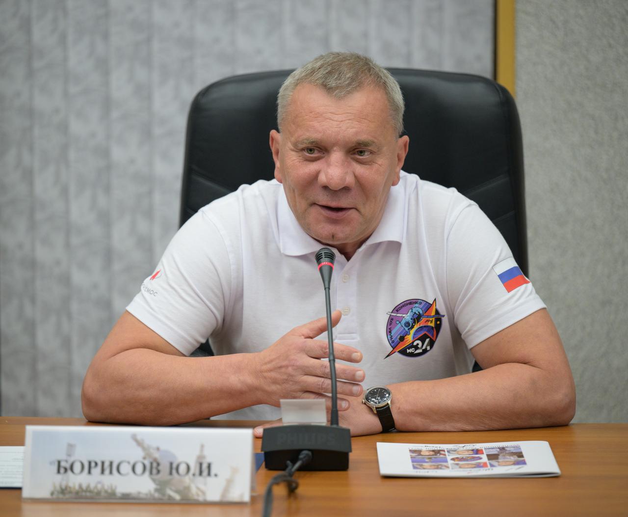 Roscosmos Director General Yuriy Borisov gives remarks during the State Commission meeting to approve the Soyuz launch of Expedition 70 to the international Space Station, Thursday, Sept. 14, 2023 at the Cosmonaut Hotel in Baikonur, Kazakhstan. Expedition 70 NASA astronaut Loral O'Hara, Roscosmos cosmonauts Oleg Kononenko, and Nikolai Chub are scheduled to launch aboard their Soyuz MS-24 spacecraft on Sept. 15. Photo Credit: (NASA/Bill Ingalls)