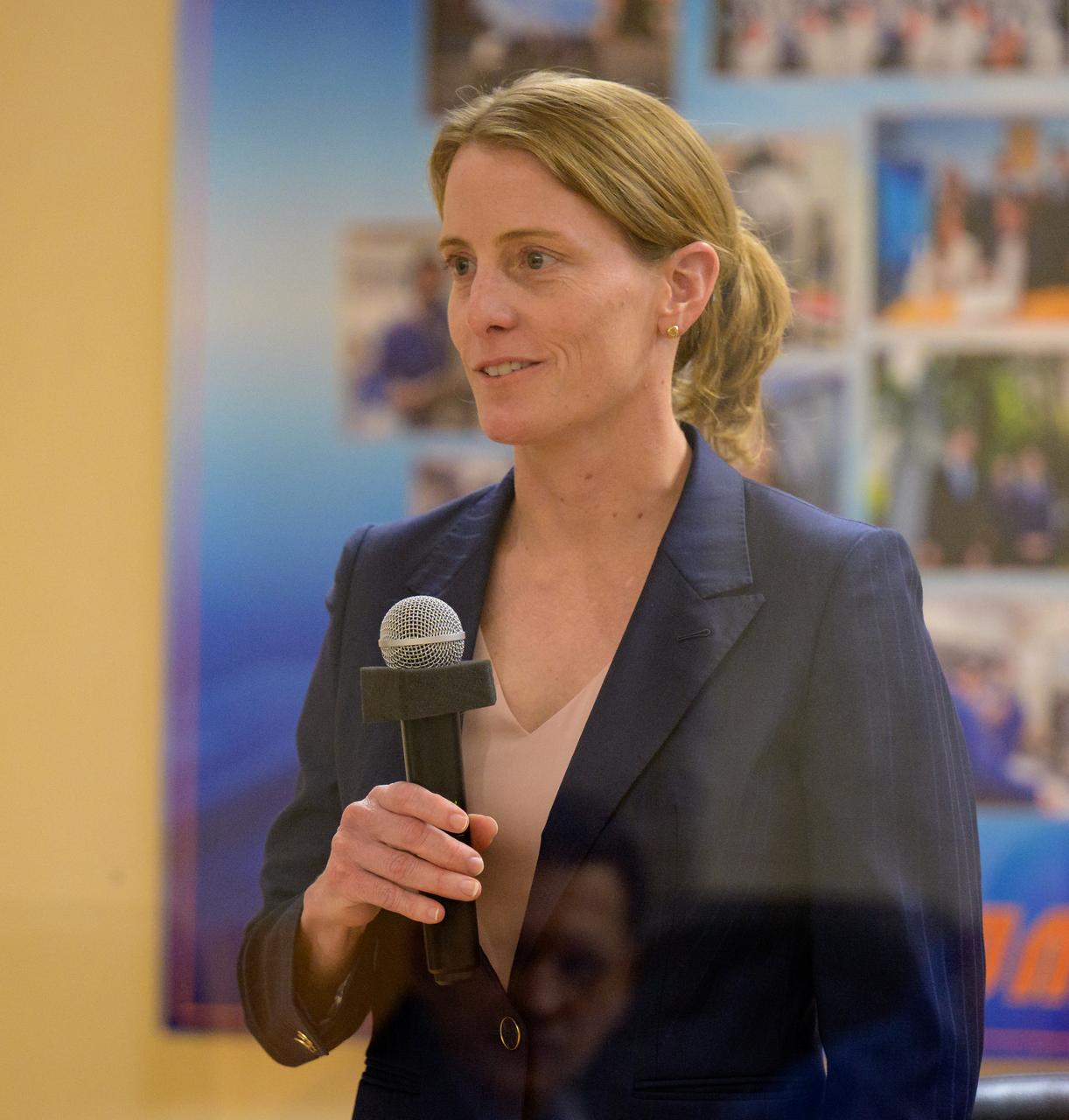 Expedition 70 astronaut Loral O'Hara is seen in quarantine behind glass during the State Commission meeting to approve the Soyuz launch of Expedition 70 to the international Space Station, Thursday, Sept. 14, 2023 at the Cosmonaut Hotel in Baikonur, Kazakhstan. O'Hara and Roscosmos cosmonauts Oleg Kononenko, and Nikolai Chub are scheduled to launch aboard their Soyuz MS-24 spacecraft on Sept. 15. Photo Credit: (NASA/Bill Ingalls)