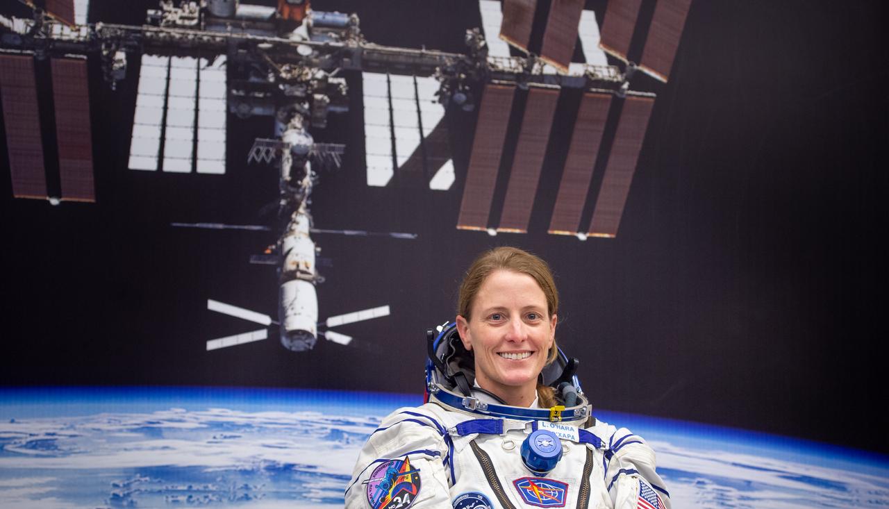 Expedition 70 NASA astronaut Loral O'Hara waits to have her Russian Sokol suit pressure checked as she and fellow crewmates, Roscosmos cosmonauts Oleg Kononenko and Nikolai Chub, prepare for their Soyuz launch to the International Space Station, Friday, Sept. 15, 2023 in Baikonur, Kazakhstan. The launch will send Expedition 70 NASA astronaut Loral O'Hara and Roscosmos cosmonauts Oleg Kononenko and Nikolai Chub on a mission to the International Space Station. Photo Credit: (NASA/GCTC/Andrey Shelepin)