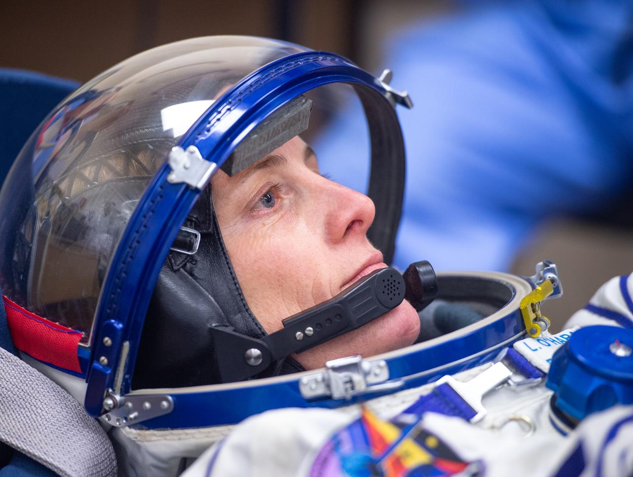 Expedition 70 NASA astronaut Loral O'Hara has her Russian Sokol suit pressure checked as she and fellow crewmates, Roscosmos cosmonauts Oleg Kononenko and Nikolai Chub prepare for their Soyuz launch to the International Space Station, Friday, Sept. 15, 2023 in Baikonur, Kazakhstan. The launch will send Expedition 70 NASA astronaut Loral O'Hara and Roscosmos cosmonauts Oleg Kononenko and Nikolai Chub on a mission to the International Space Station. Photo Credit: (NASA/GCTC/Andrey Shelepin)