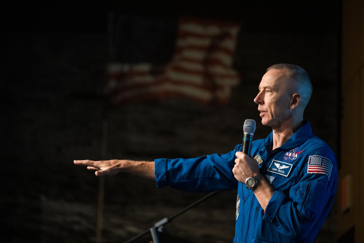 Former astronaut Drew Feustel provides remarks during the Earth Information Center Student Engagement event at the Mary W. Jackson NASA Headquarters building, Friday, Sept. 29, 2023, in Washington. Photo Credit: (NASA/Aubrey Gemignani)