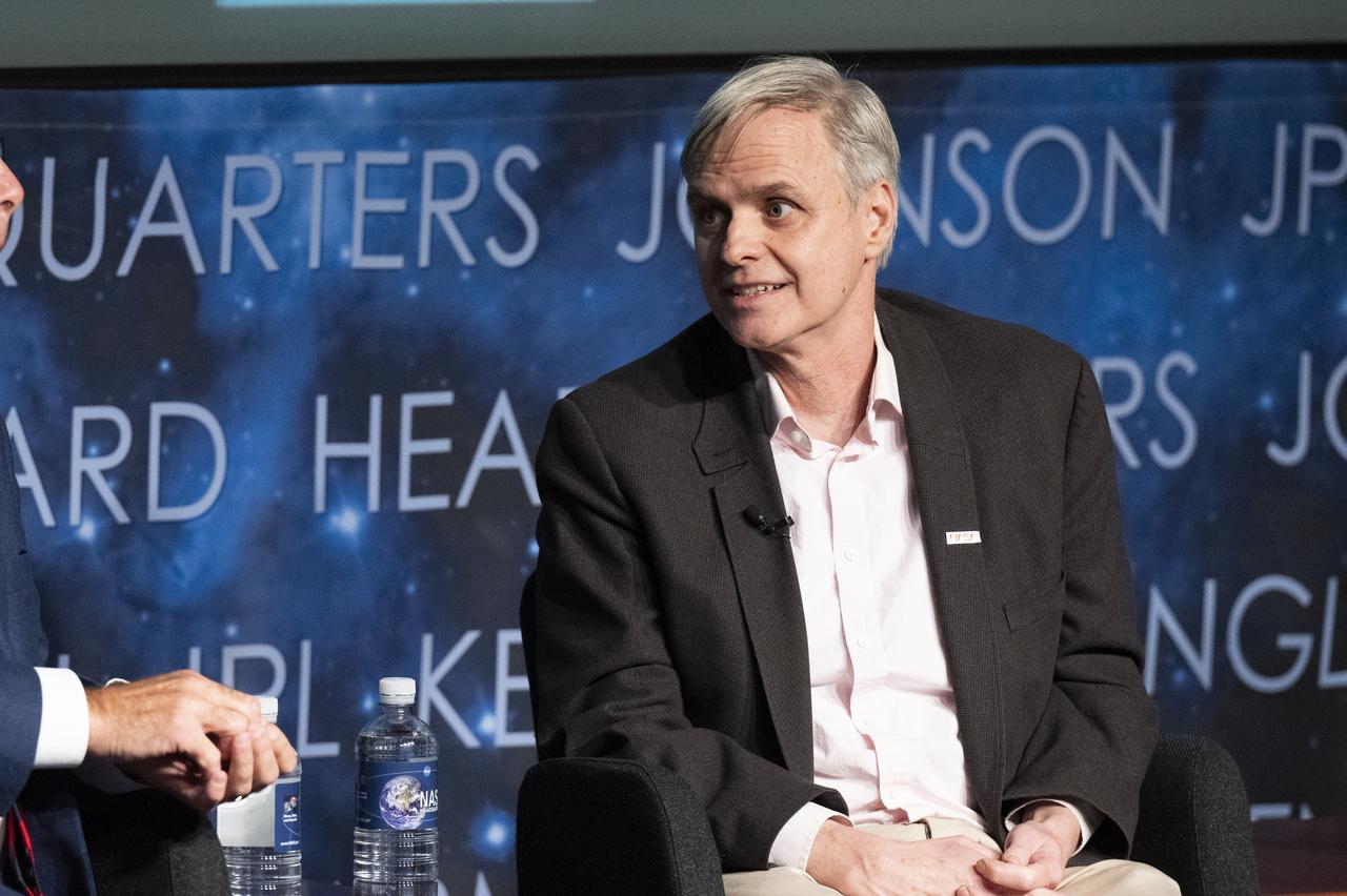 NASA entertainment and branding liaison Bert Ulrich participates in a panel discussion during a Richard Danne dedication event, Monday, Nov. 6, 2023, at the Mary W. Jackson NASA Headquarters building in Washington. Photo Credit: (NASA/Keegan Barber)