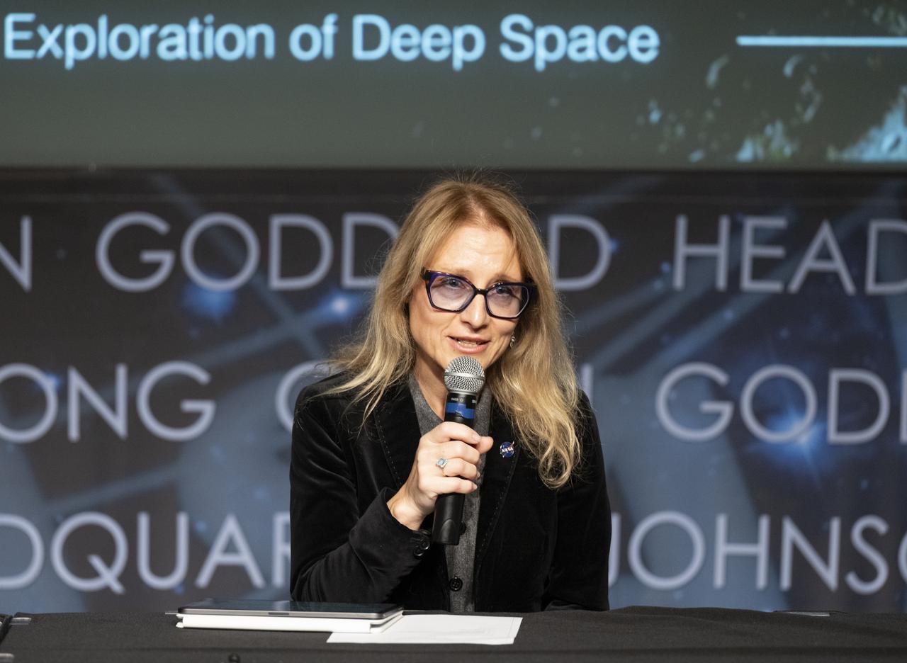 Minister of Innovation and Growth for Bulgaria Milena Stoycheva delivers remarks during an Artemis Accords signing ceremony Thursday, Nov. 9, 2023, at the Mary W. Jackson NASA Headquarters building in Washington. Bulgaria is the 32nd country to sign the Artemis Accords, which establish a practical set of principles to guide space exploration cooperation among nations participating in NASA’s Artemis program. Photo Credit: (NASA/Keegan Barber)