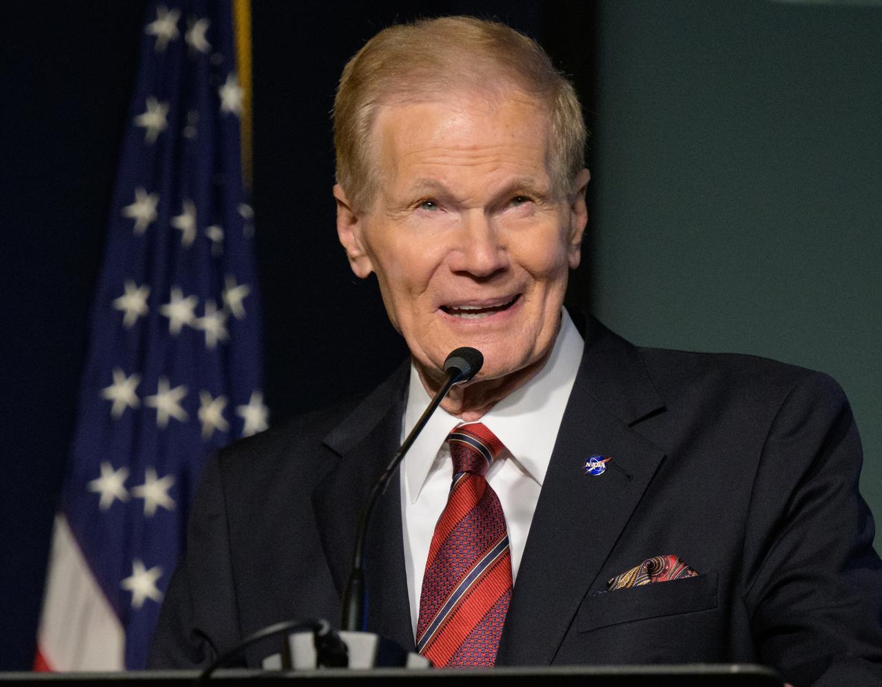 NASA Administrator Bill Nelson gives remarks during a NASA town hall event, Tuesday, Dec. 12, 2023, at the NASA Headquarters Mary W. Jackson Building in Washington. Photo Credit: (NASA/Bill Ingalls)