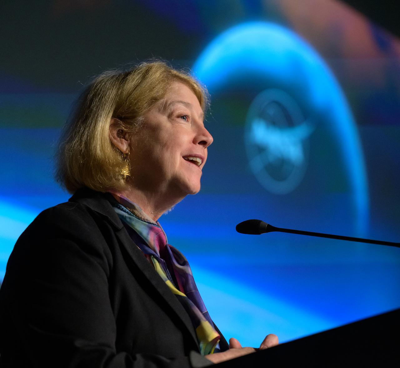 NASA Deputy Administrator Pam Melroy gives remarks during a NASA town hall event, Tuesday, Dec. 12, 2023, at the NASA Headquarters Mary W. Jackson Building in Washington. Photo Credit: (NASA/Bill Ingalls)
