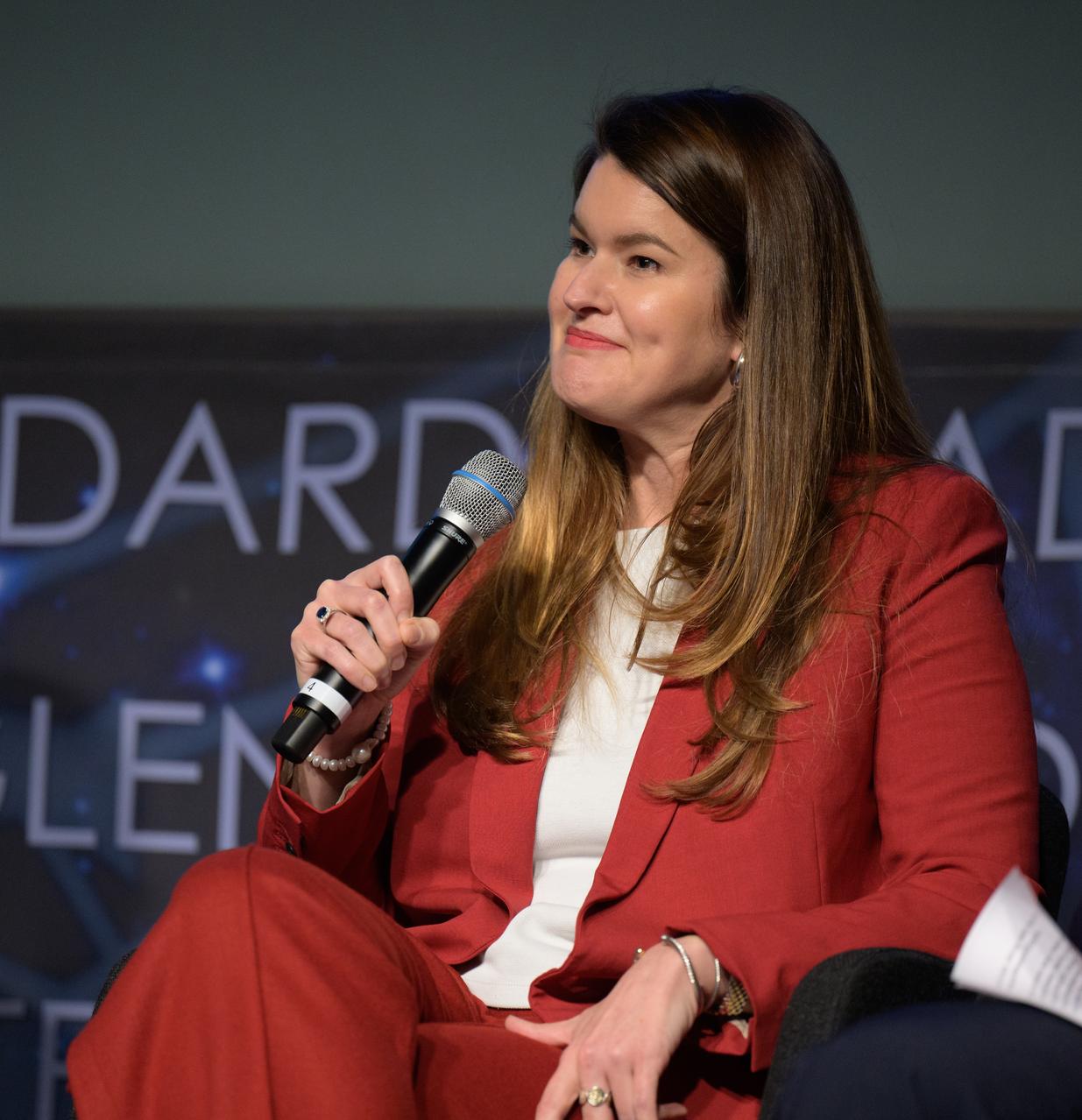 NASA Deputy Associate Administrator Casey Swails gives remarks during a NASA town hall event, Tuesday, Dec. 12, 2023, at the NASA Headquarters Mary W. Jackson Building in Washington. Photo Credit: (NASA/Bill Ingalls)
