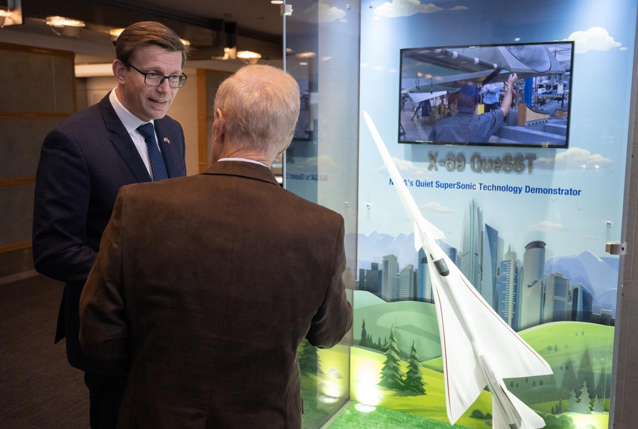 NASA Administrator Bill Nelson, right and Martin Kupka, Minister of Transport for the Czech Republic, speak ahead of a meeting at the Mary W. Jackson NASA Headquarters building, Monday, Jan. 22, 2024, in Washington. Photo Credit: (NASA/Joel Kowsky)
