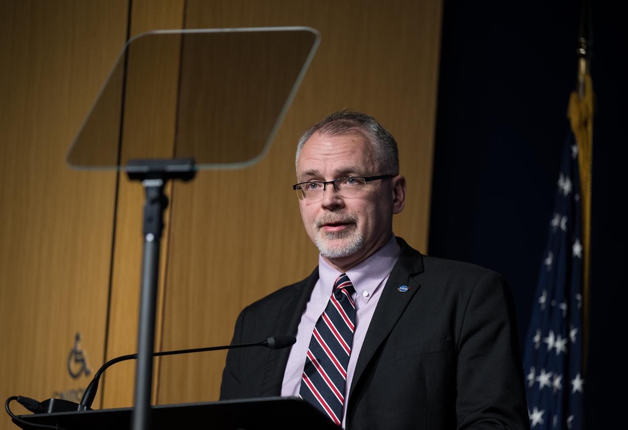 NASA Associate Administrator Jim Free speaks during a NASA Safety Town Hall, Tuesday, Jan. 23, 2024 at the Mary W. Jackson NASA Headquarters building in Washington. The Safety Town Hall is held annually near the Day of Remembrance to learn from past errors and pay tribute to those that lost their lives in the quest for space exploration. Photo Credit: (NASA/Aubrey Gemignani)