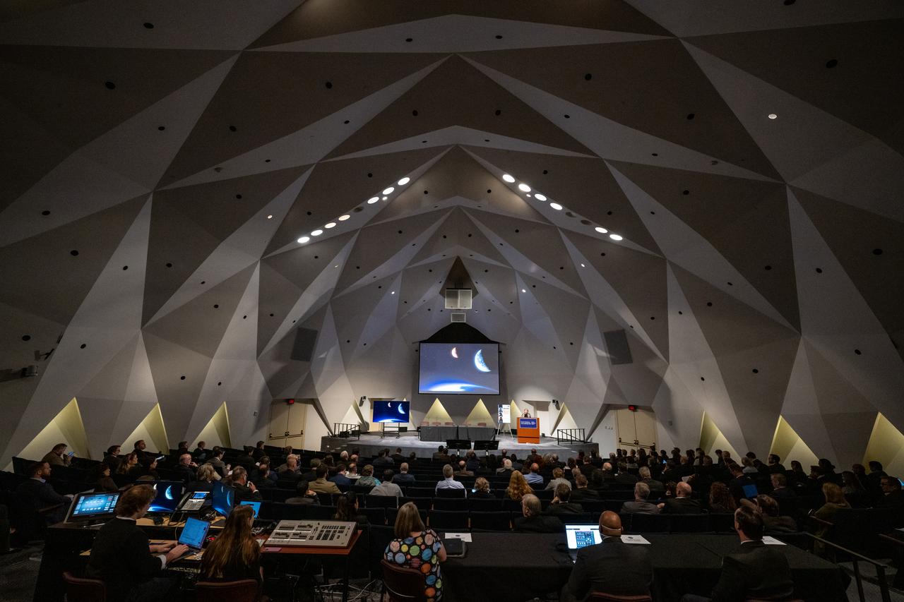 NASA Deputy Administrator Pam Melroy gives opening remarks at the Moon to Mars Architecture Workshop, Thursday, Feb. 22, 2024, at the National Academy of Sciences in Washington. NASA held the workshop to engage the broader space community and collect feedback from U.S. industry and academia and international partners to inform NASA's Moon to Mars Architecture, the agency's roadmap for human exploration of the Moon and Mars.