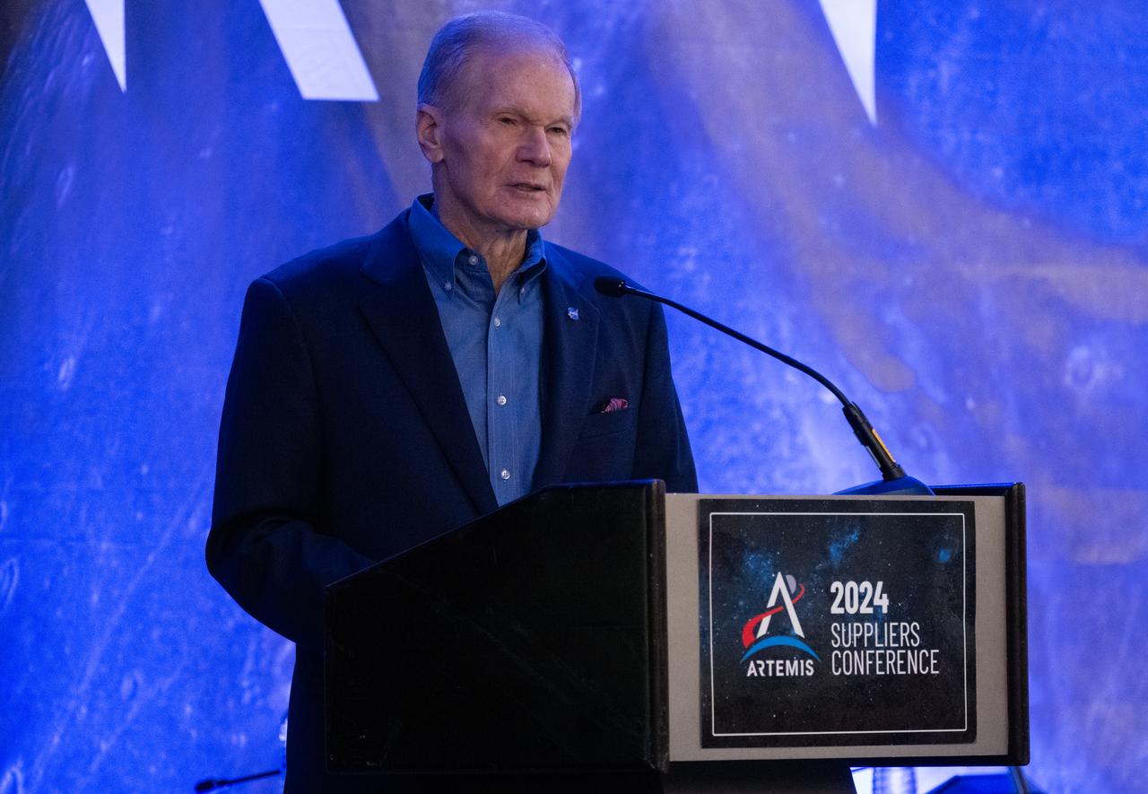 NASA Administrator Bill Nelson speaks during the 2024 Artemis Suppliers Conference, Tuesday, Feb. 27, 2024, at the Grand Hyatt Hotel in Washington. Photo Credit: (NASA/Joel Kowsky)