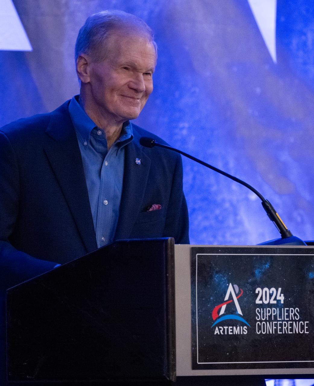 NASA Administrator Bill Nelson speaks during the 2024 Artemis Suppliers Conference, Tuesday, Feb. 27, 2024, at the Grand Hyatt Hotel in Washington. Photo Credit: (NASA/Joel Kowsky)