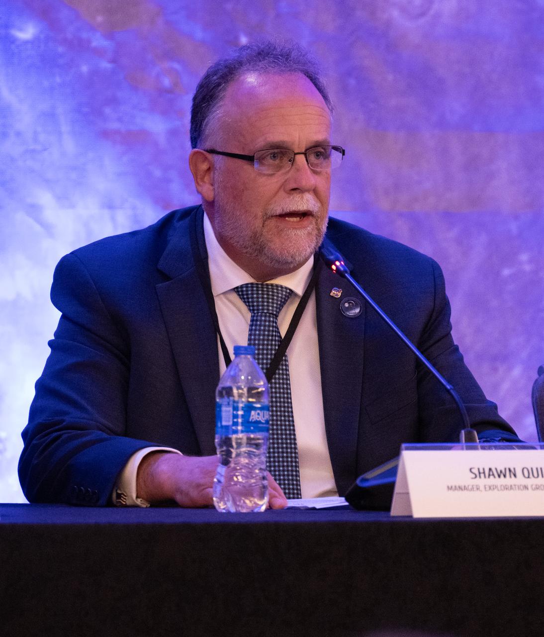 Shawn Quinn, manager of Exploration Ground Systems at NASA’s Kennedy Space Center, speaks during an Artemis Program progress update panel at the 2024 Artemis Suppliers Conference, Tuesday, Feb. 27, 2024, at the Grand Hyatt Hotel in Washington.  Photo Credit: (NASA/Joel Kowsky)