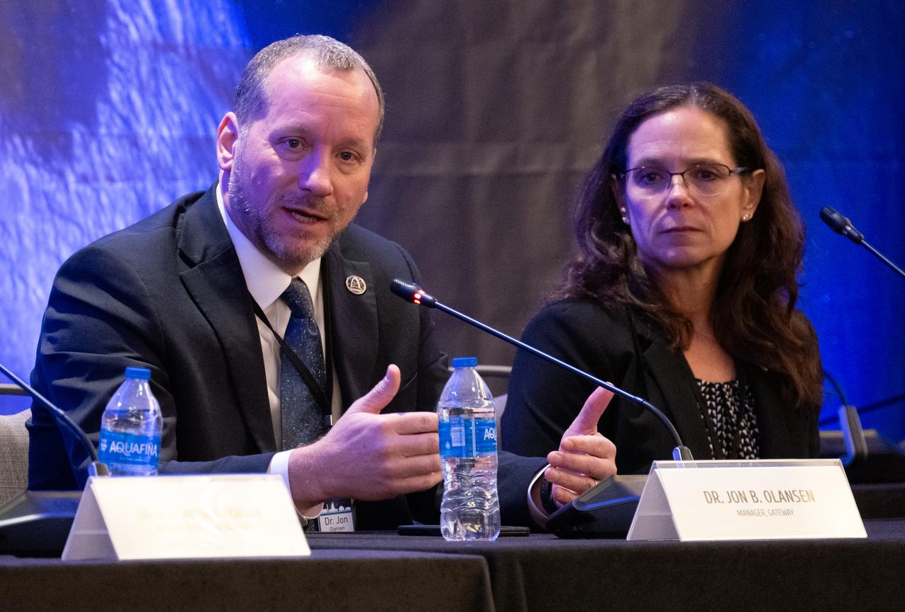 Jon B. Olansen, manager of the Gateway Program at NASA’s Johnson Space Center, speaks during an Artemis Program progress update panel at the 2024 Artemis Suppliers Conference, Tuesday, Feb. 27, 2024, at the Grand Hyatt Hotel in Washington.  Photo Credit: (NASA/Joel Kowsky)