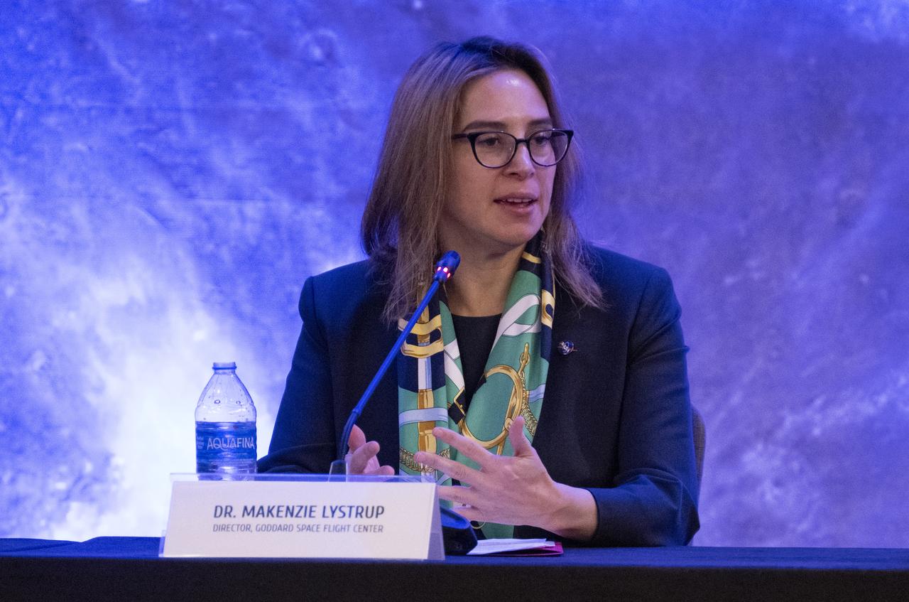 Dr. Makenzie Lystrup, director of NASA’s Goddard Space Flight Center, speaks during a panel discussion with agency center directors at the 2024 Artemis Suppliers Conference, Wednesday, Feb. 28, 2024, at the Grand Hyatt Hotel in Washington.  Photo Credit: (NASA/Joel Kowsky)