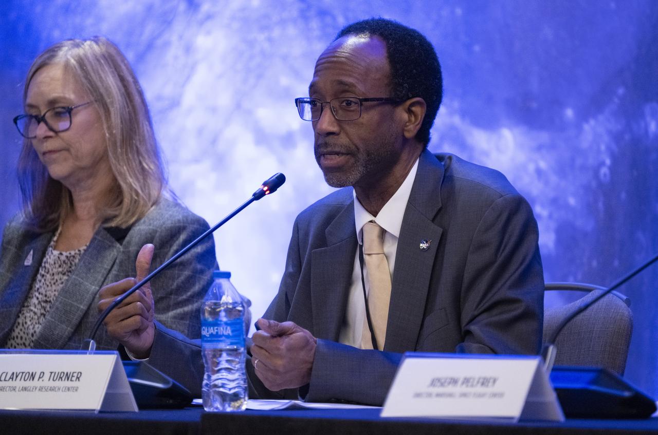 Clayton Turner, director of NASA’s Langley Research Center, speaks during a panel discussion with agency center directors at the 2024 Artemis Suppliers Conference, Wednesday, Feb. 28, 2024, at the Grand Hyatt Hotel in Washington.  Photo Credit: (NASA/Joel Kowsky)