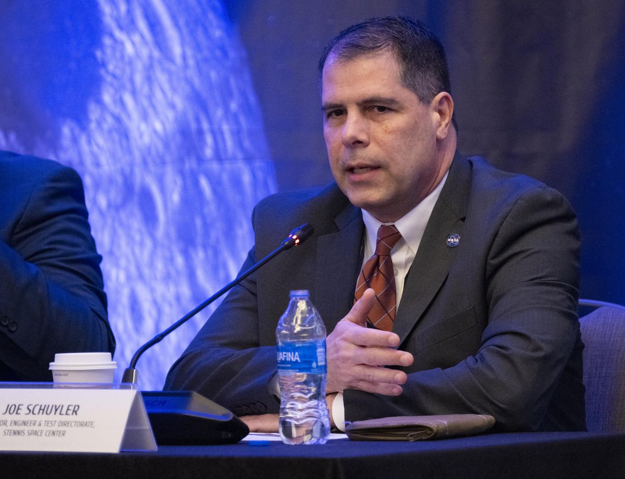 Joe Schuyler, director of the Engineering and Test Directorate at NASA’s Stennis Space Center, speaks during a panel discussion with agency center directors at the 2024 Artemis Suppliers Conference, Wednesday, Feb. 28, 2024, at the Grand Hyatt Hotel in Washington.  Photo Credit: (NASA/Joel Kowsky)