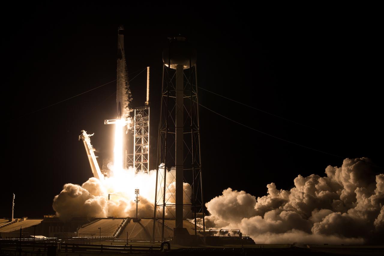 A SpaceX Falcon 9 rocket carrying the company's Dragon spacecraft is launched on NASA’s SpaceX Crew-8 mission to the International Space Station with NASA astronauts Matthew Dominick, Michael Barratt, and Jeanette Epps, and Roscosmos cosmonaut Alexander Grebenkin onboard, Sunday, March 3, 2024, at NASA’s Kennedy Space Center in Florida. NASA’s SpaceX Crew-8 mission is the eighth crew rotation mission of the SpaceX Dragon spacecraft and Falcon 9 rocket to the International Space Station as part of the agency’s Commercial Crew Program. Dominick, Barratt, Epps, and Grebenkin launched at 10:53 p.m. EST from Launch Complex 39A at the Kennedy Space Center to begin a six month mission aboard the orbital outpost. Photo Credit: (NASA/Aubrey Gemignani)