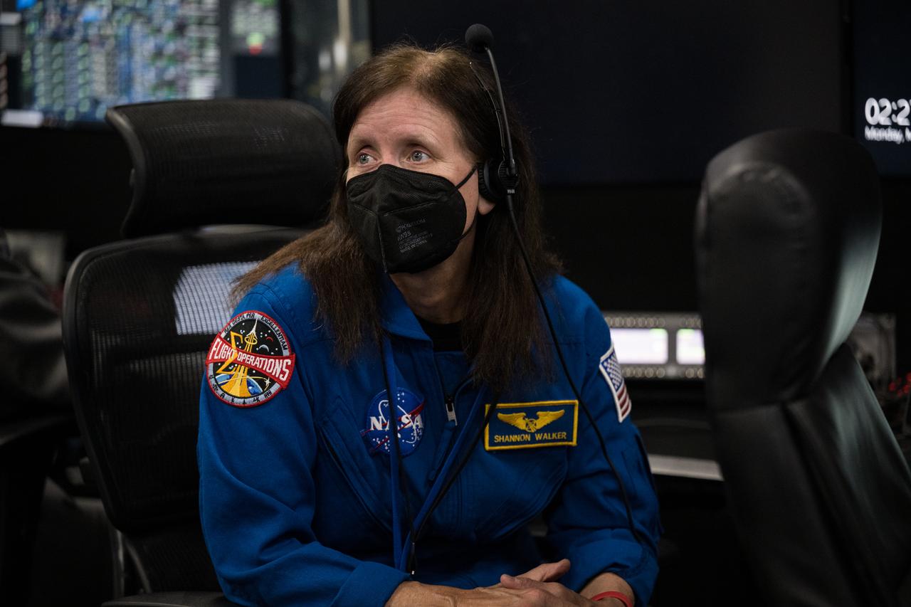 Deputy Chief of the Astronaut Office, Shannon Walker, monitors the launch of a SpaceX Falcon 9 rocket carrying the company's Dragon spacecraft on the Crew-8 mission with NASA astronauts Matthew Dominick, Michael Barratt, and Jeanette Epps, and Roscosmos cosmonaut Alexander Grebenkin onboard, Sunday, March 3, 2024, in the control room of SpaceX’s HangarX at NASA’s Kennedy Space Center in Florida. NASA’s SpaceX Crew-8 mission is the eighth crew rotation mission of the SpaceX Dragon spacecraft and Falcon 9 rocket to the International Space Station as part of the agency’s Commercial Crew Program. Dominick, Barratt, Epps, and Grebenkin launched at 10:53 p.m. EST, from Launch Complex 39A at the Kennedy Space Center. Photo Credit: (NASA/Aubrey Gemignani)