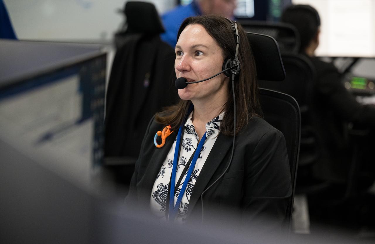 Nicole Jordan, manager of the Spacecraft Office for NASA's Commercial Crew Program, monitors the launch of a SpaceX Falcon 9 rocket carrying the company's Dragon spacecraft on the Crew-8 mission with NASA astronauts Matthew Dominick, Michael Barratt, and Jeanette Epps, and Roscosmos cosmonaut Alexander Grebenkin onboard, Sunday, March 3, 2024, in the control room of SpaceX’s HangarX at NASA’s Kennedy Space Center in Florida. NASA’s SpaceX Crew-8 mission is the eighth crew rotation mission of the SpaceX Dragon spacecraft and Falcon 9 rocket to the International Space Station as part of the agency’s Commercial Crew Program. Dominick, Barratt, Epps, and Grebenkin launched at 10:53 p.m. EST, from Launch Complex 39A at the Kennedy Space Center. Photo Credit: (NASA/Aubrey Gemignani)