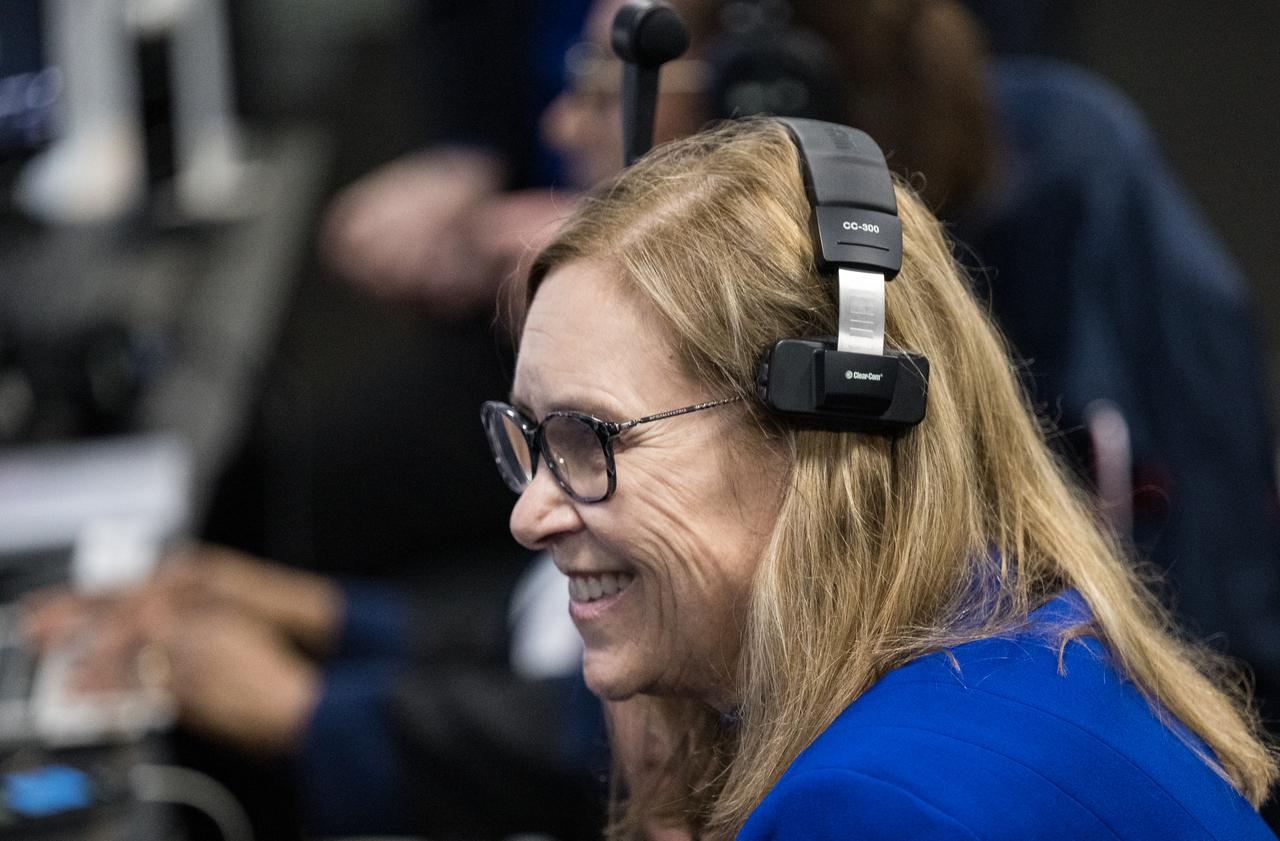 Kennedy Space Center director Janet Petro monitors the launch of a SpaceX Falcon 9 rocket carrying the company's Dragon spacecraft on the Crew-8 mission with NASA astronauts Matthew Dominick, Michael Barratt, and Jeanette Epps, and Roscosmos cosmonaut Alexander Grebenkin onboard, Sunday, March 3, 2024, in the control room of SpaceX’s HangarX at NASA’s Kennedy Space Center in Florida. NASA’s SpaceX Crew-8 mission is the eighth crew rotation mission of the SpaceX Dragon spacecraft and Falcon 9 rocket to the International Space Station as part of the agency’s Commercial Crew Program. Dominick, Barratt, Epps, and Grebenkin launched at 10:53 p.m. EST, from Launch Complex 39A at the Kennedy Space Center. Photo Credit: (NASA/Aubrey Gemignani)