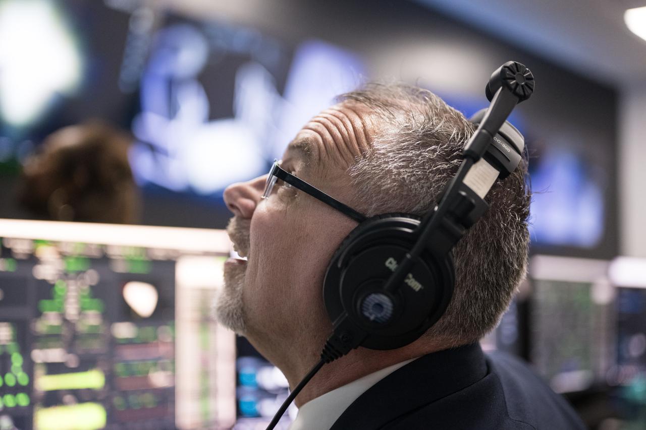 NASA associate administrator Jim Free, watches the launch of a SpaceX Falcon 9 rocket carrying the company's Dragon spacecraft on the Crew-8 mission with NASA astronauts Matthew Dominick, Michael Barratt, and Jeanette Epps, and Roscosmos cosmonaut Alexander Grebenkin onboard, Sunday, March 3, 2024, in the control room of SpaceX’s HangarX at NASA’s Kennedy Space Center in Florida. NASA’s SpaceX Crew-8 mission is the eighth crew rotation mission of the SpaceX Dragon spacecraft and Falcon 9 rocket to the International Space Station as part of the agency’s Commercial Crew Program. Dominick, Barratt, Epps, Grebenkin launched at 10:53 p.m. EST, from Launch Complex 39A at the Kennedy Space Center. Photo Credit: (NASA/Aubrey Gemignani)