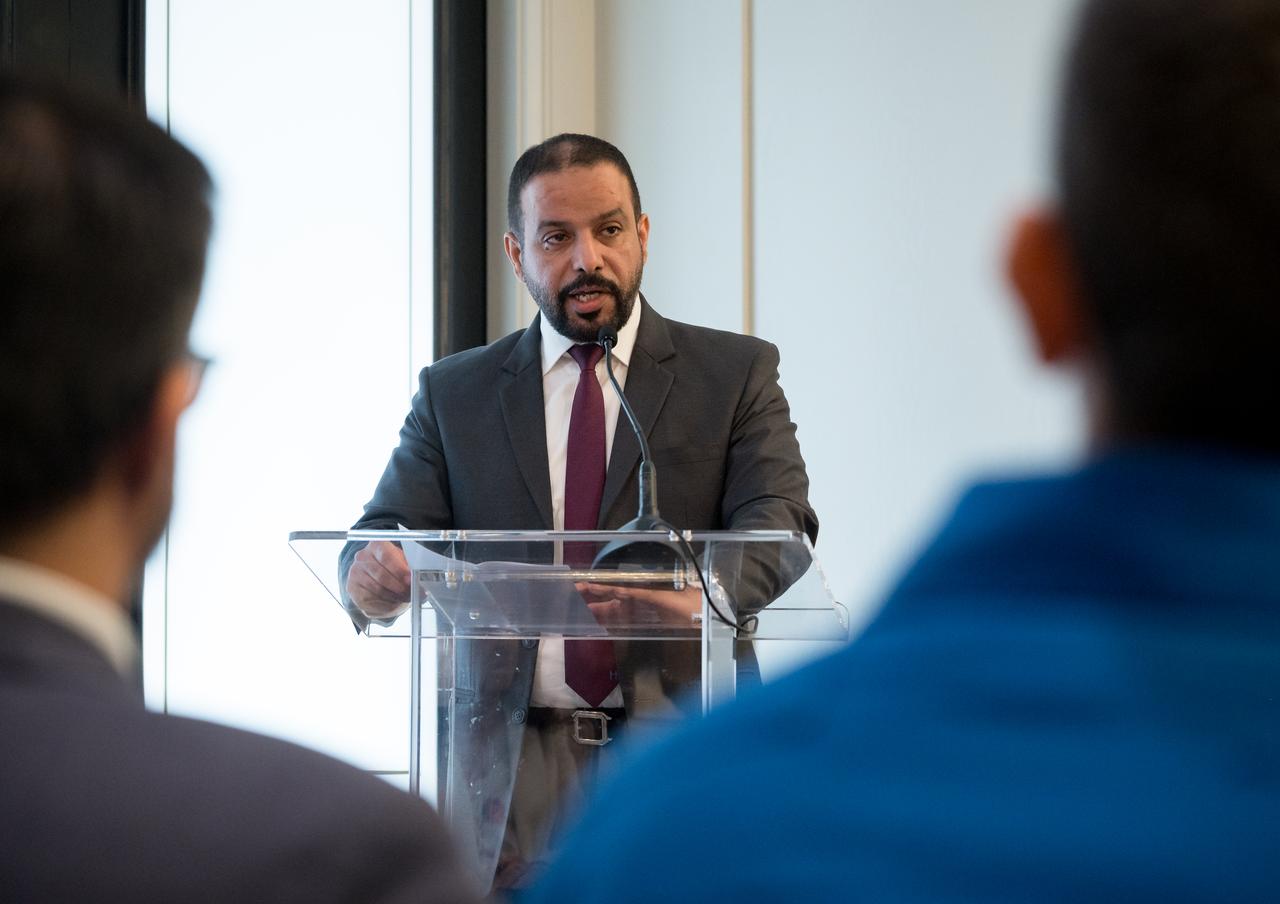 Director General of the UAE Space Agency Salem Al Qubaisi, gives remarks during an event celebrating UAE-US collaboration in space, Friday, March 8, 2024, at the Four Seasons Hotel in Washington. Photo Credit: (NASA/Bill Ingalls)
