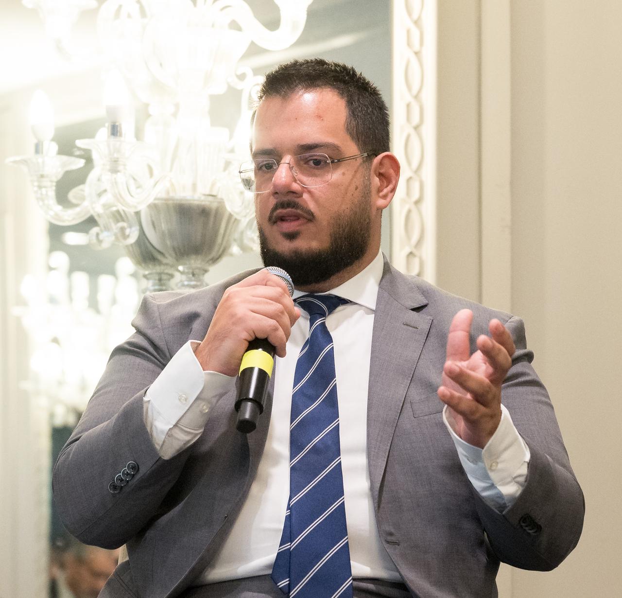 Director of Space Missions Department, UAESA, Mohsen Al Awadhi, gives remarks during an event celebrating UAE-US collaboration in space, Friday, March 8, 2024, at the Four Seasons Hotel in Washington. Photo Credit: (NASA/Bill Ingalls)