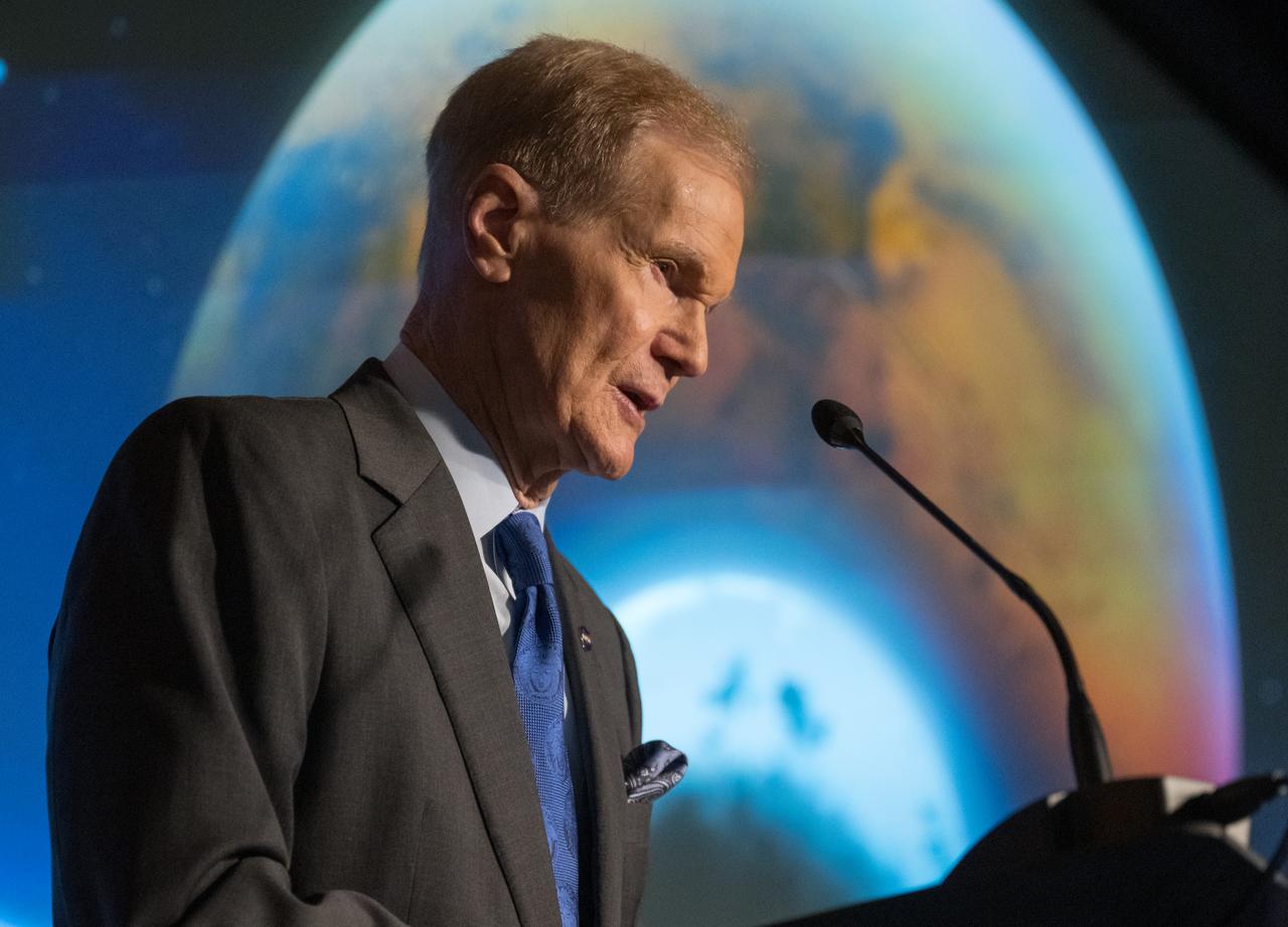 NASA Administrator Bill Nelson discusses the agency’s goals during the annual State of NASA address, Monday, March 11, 2024, at the Mary W. Jackson NASA Headquarters Building in Washington. NASA leaders discussed plans for promoting U.S. leadership in space exploration, improving life on Earth through science and innovation, humanity’s return to the Moon under the Artemis campaign, aeronautics, and more. Photo Credit: (NASA/Bill Ingalls)