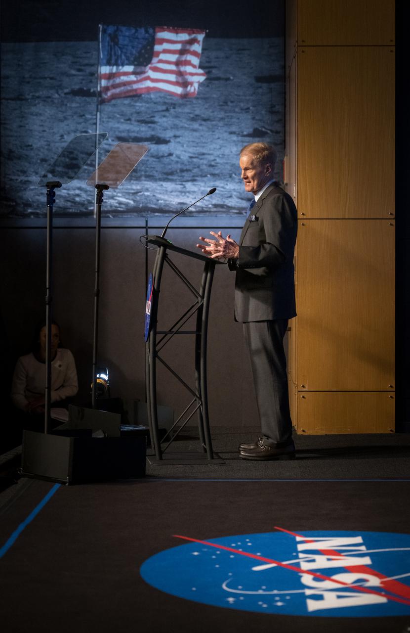 NASA Administrator Bill Nelson discusses the agency’s goals during the annual State of NASA address, Monday, March 11, 2024, at the Mary W. Jackson NASA Headquarters Building in Washington. NASA leaders discussed plans for promoting U.S. leadership in space exploration, improving life on Earth through science and innovation, humanity’s return to the Moon under the Artemis campaign, aeronautics, and more. Photo Credit: (NASA/Bill Ingalls)