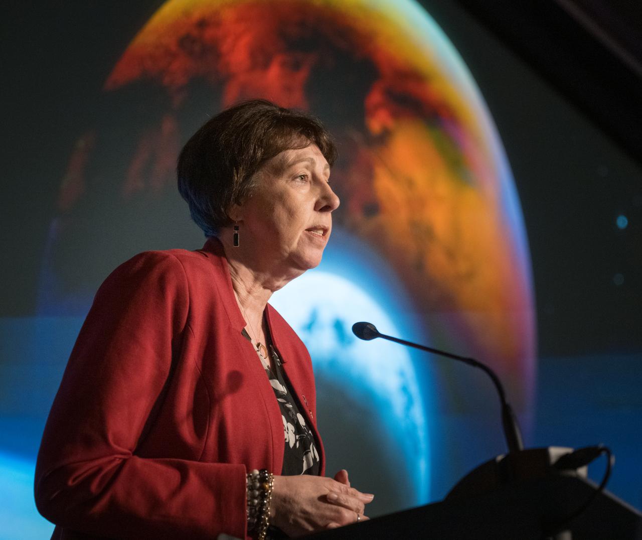NASA Associate Administrator for Science, Nicky Fox, discusses the agency’s goals during the annual State of NASA address, Monday, March 11, 2024, at the Mary W. Jackson NASA Headquarters Building in Washington. NASA leaders discussed plans for promoting U.S. leadership in space exploration, improving life on Earth through science and innovation, humanity’s return to the Moon under the Artemis campaign, aeronautics, and more. Photo Credit: (NASA/Bill Ingalls)