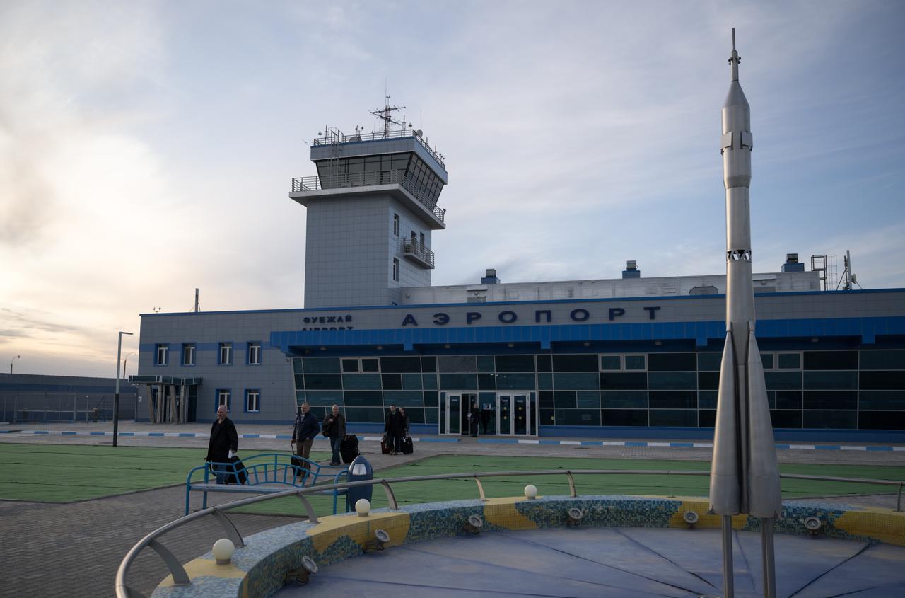 NASA team members arrive at the Krayniy Airport in Baikonur, Kazakhstan in advance of the launch of Expedition 71 crewmembers NASA astronaut Tracy Dyson, Roscosmos cosmonaut Oleg Novitskiy, and Belarus spaceflight participant Marina Vasilevskaya, Sunday, March 17, 2024.  Dyson, Novitskiy, and Vasilevskaya are scheduled to launch March 21. Photo Credit: (NASA/Bill Ingalls)