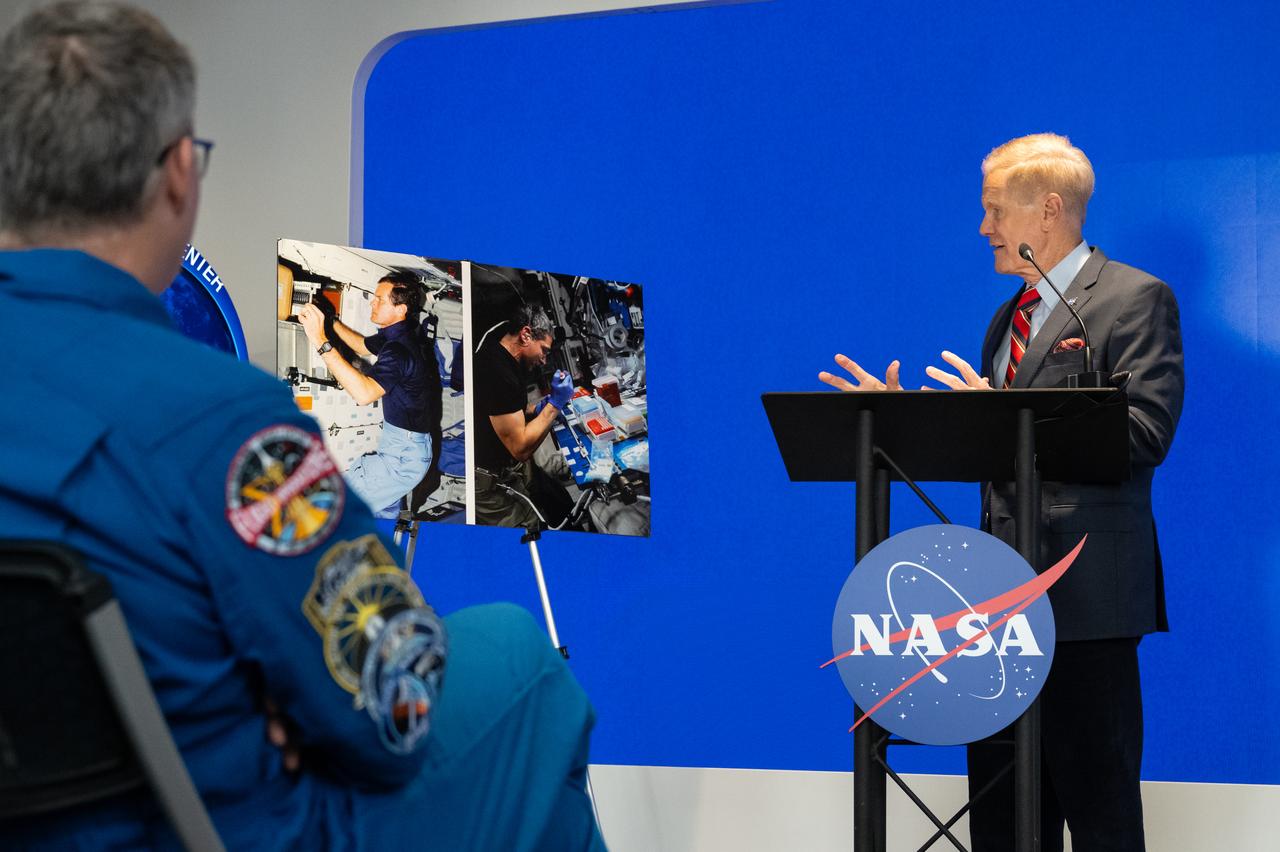 NASA Administrator Bill Nelson delivers remarks during an event with the Department of Health and Human Services (HHS) to highlight how the agencies are making progress toward President Joe Biden and First Lady Jill Biden’s Cancer Moonshot initiative, Thursday, March 21, 2024, in the Earth Information Center at the Mary W. Jackson NASA Headquarters building in Washington. NASA is working with agencies and researchers across the federal government to help cut the nation’s cancer death rate by at least 50% in the next 25 years, a goal of the Cancer Moonshot Initiative. Photo Credit: (NASA/Keegan Barber)