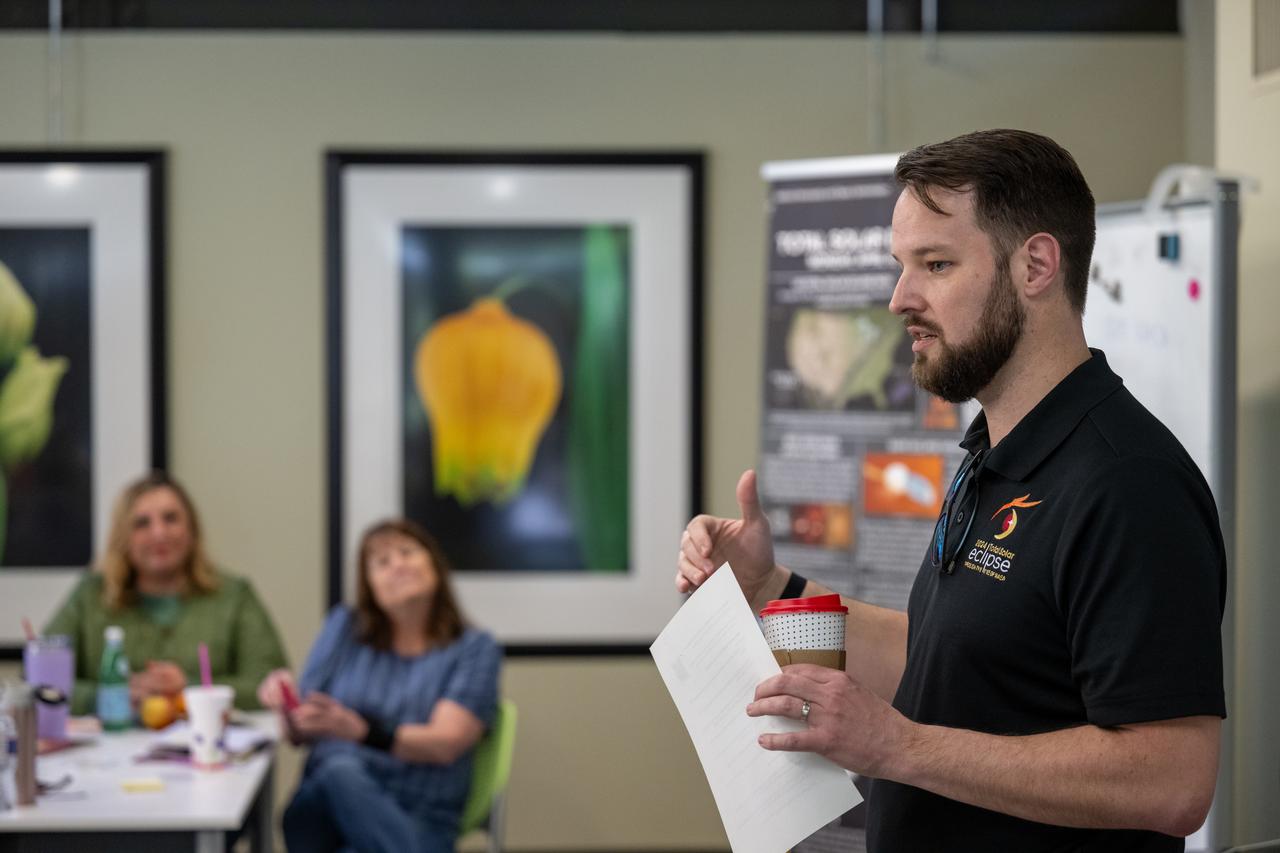 NASA Heliophysics Division Director Dr. Joseph Westlake delivers remarks during a teacher professional development event hosted by the NASA Heliophysics Education Activation Team (HEAT) at the Dallas Arboretum, Saturday, April 6, 2024, in Dallas, Texas. Photo Credit: (NASA/Keegan Barber)