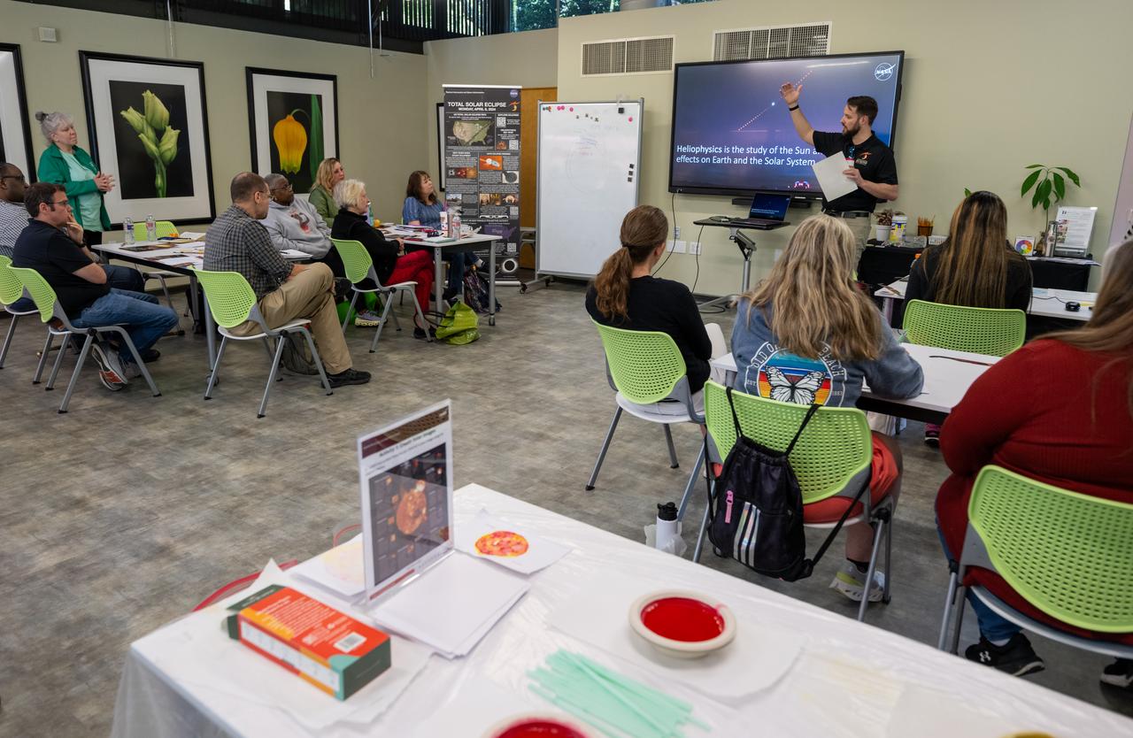NASA Heliophysics Division Director Dr. Joseph Westlake delivers remarks during a teacher professional development event hosted by the NASA Heliophysics Education Activation Team (HEAT) at the Dallas Arboretum, Saturday, April 6, 2024, in Dallas, Texas. Photo Credit: (NASA/Keegan Barber)
