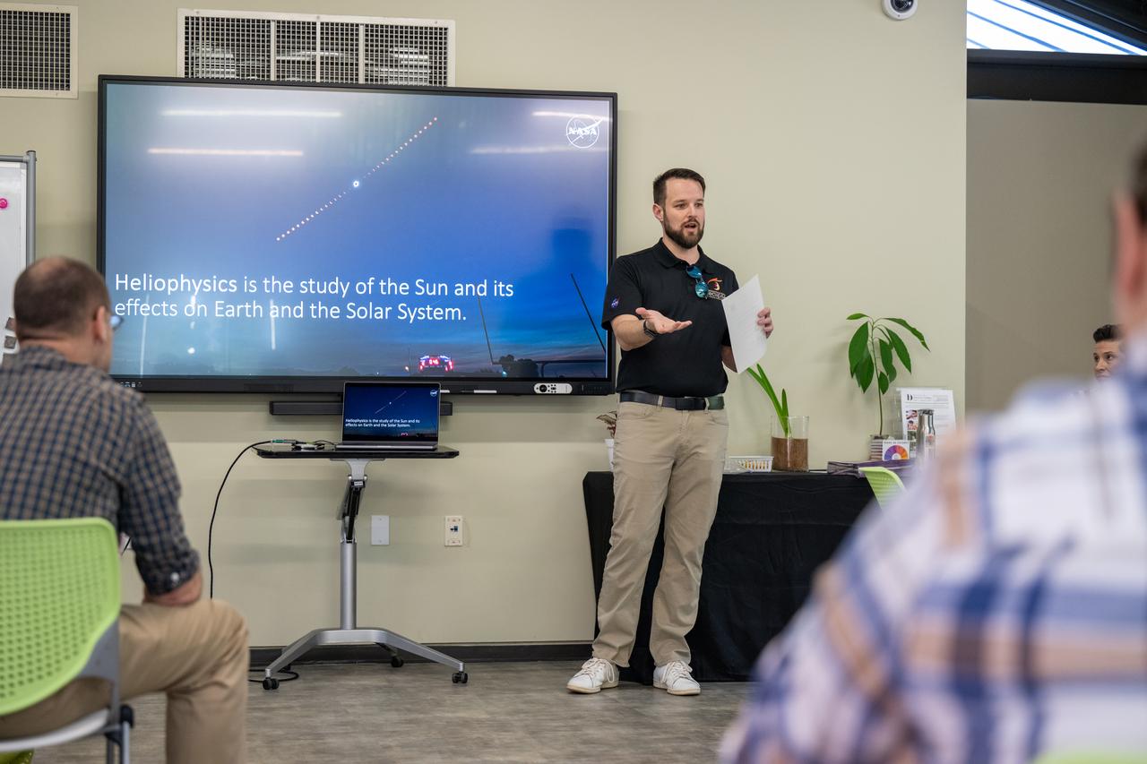 NASA Heliophysics Division Director Dr. Joseph Westlake delivers remarks during a teacher professional development event hosted by the NASA Heliophysics Education Activation Team (HEAT) at the Dallas Arboretum, Saturday, April 6, 2024, in Dallas, Texas. Photo Credit: (NASA/Keegan Barber)